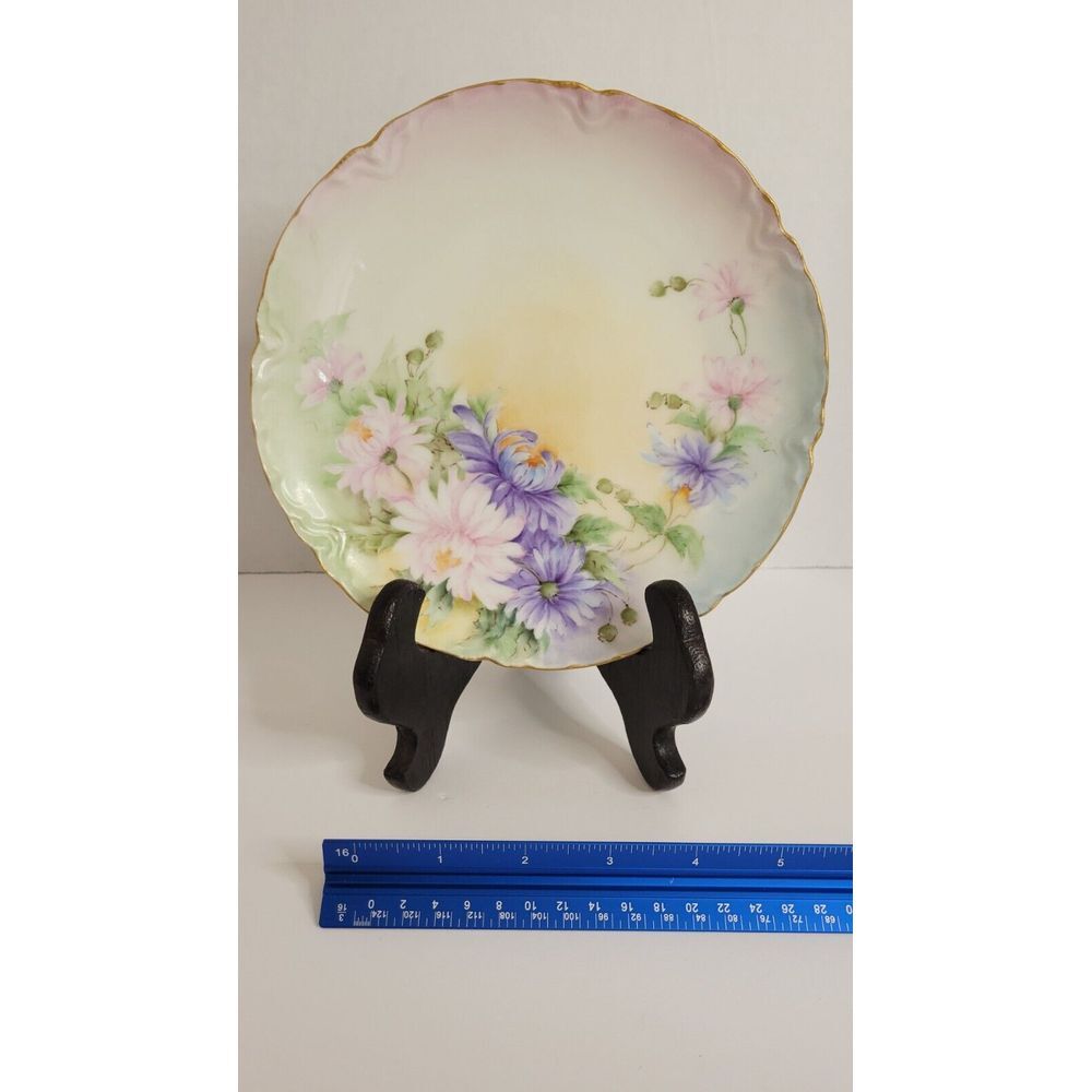 VINTAGE Haviland & Co Limoges France Plate Floral With Gold Trim Scalloped Edge